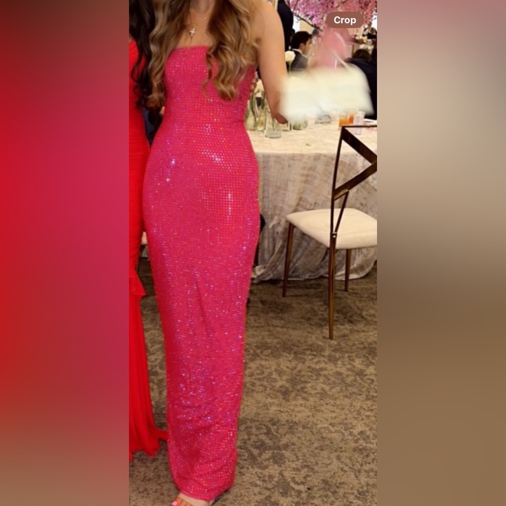 Oh Polly Daleyza Hot Pink Strapless Embellished Gown Size 0